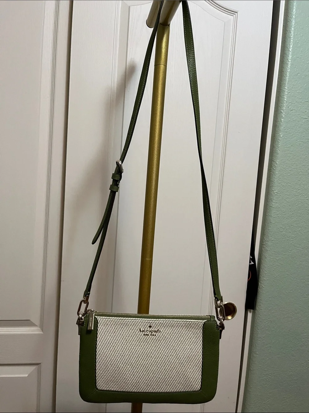 NEW kate spade Olive Green and Cream Leather Crossbody